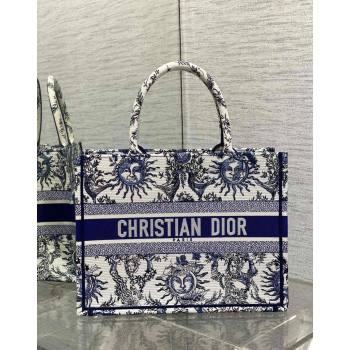 Dior Medium Book Tote Bag Bag in Toile de Jouy Soleil Embroidery White/Blue 2024 (BF-240415087)