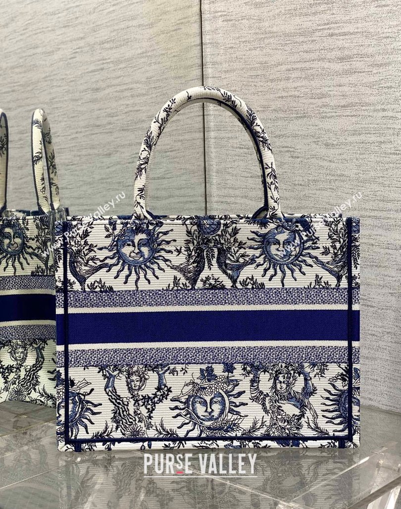 Dior Medium Book Tote Bag Bag in Toile de Jouy Soleil Embroidery White/Blue 2024 (BF-240415087)