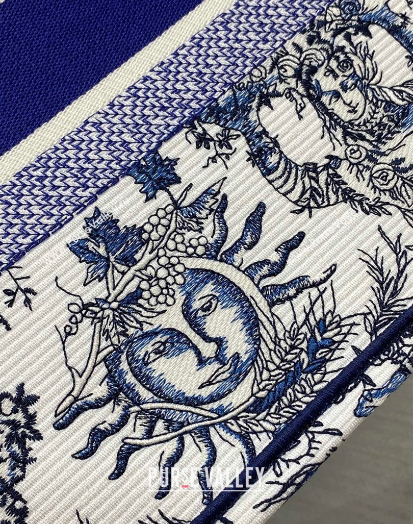 Dior Medium Book Tote Bag Bag in Toile de Jouy Soleil Embroidery White/Blue 2024 (BF-240415087)