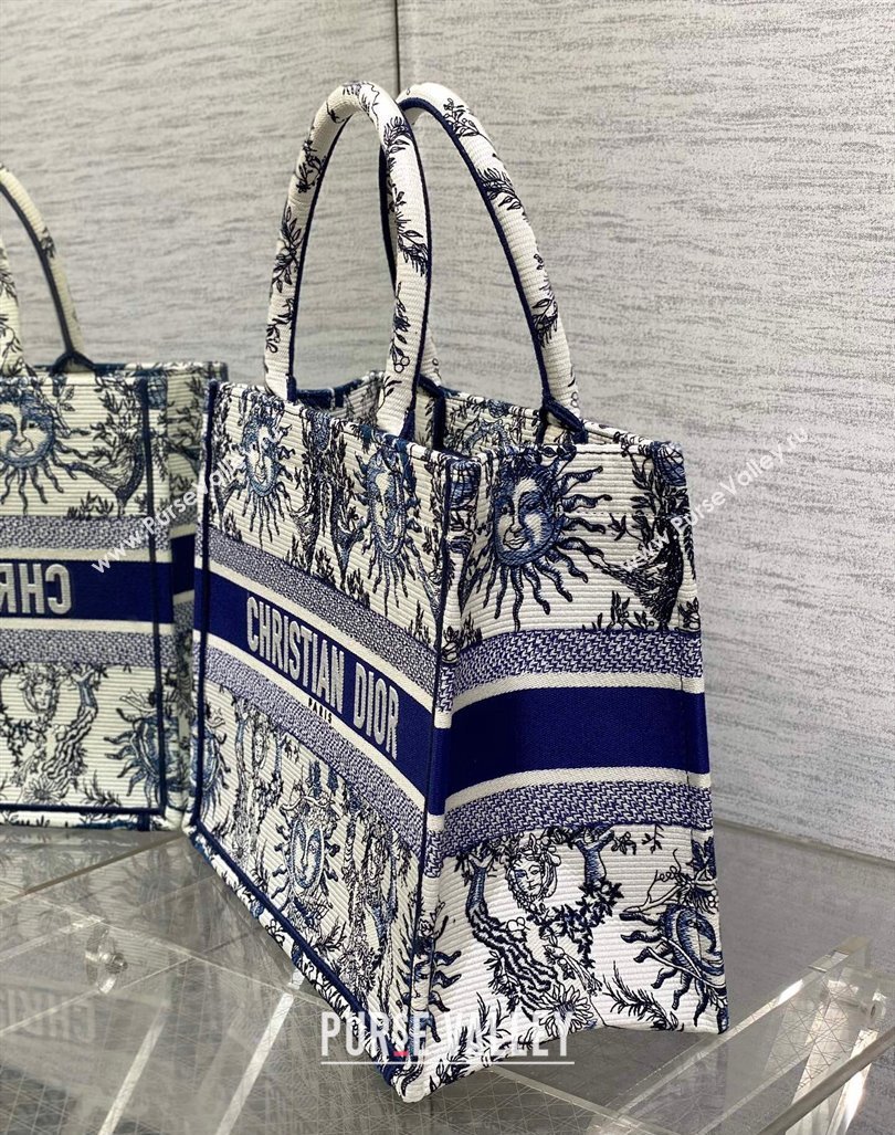 Dior Medium Book Tote Bag Bag in Toile de Jouy Soleil Embroidery White/Blue 2024 (BF-240415087)