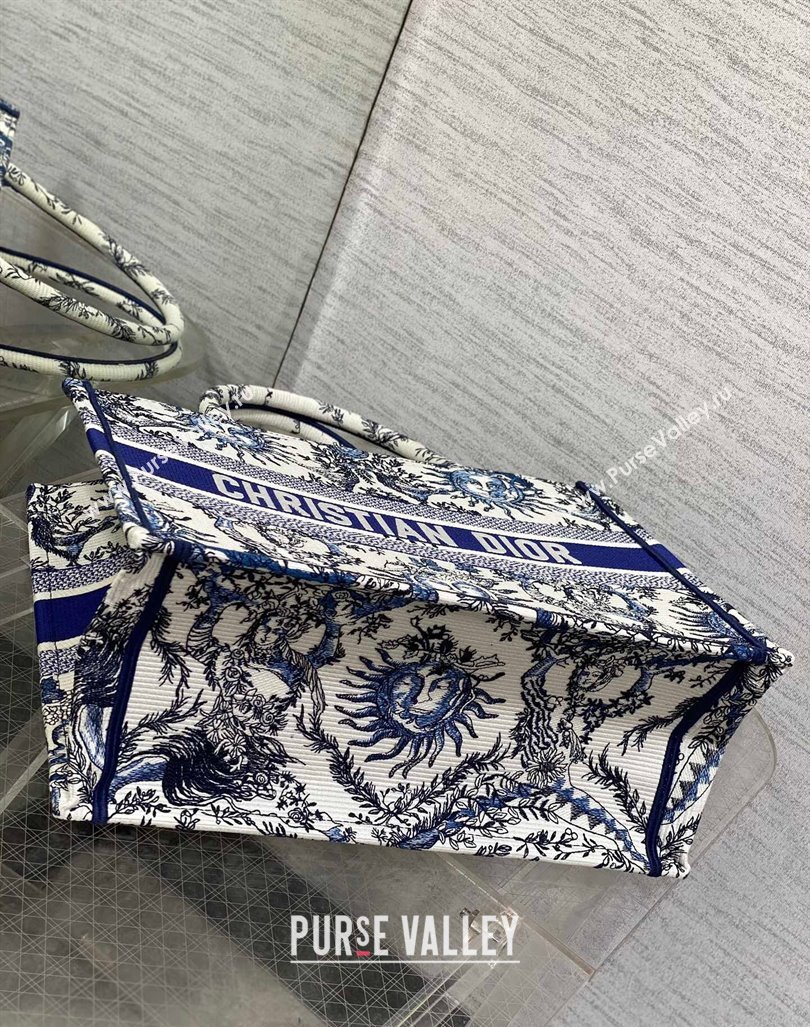 Dior Medium Book Tote Bag Bag in Toile de Jouy Soleil Embroidery White/Blue 2024 (BF-240415087)