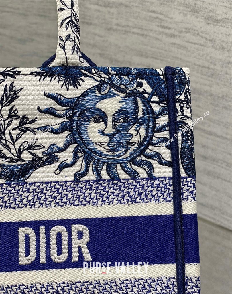 Dior Small Book Tote Bag Bag in Toile de Jouy Soleil Embroidery White/Blue 2024 (BF-240415088)