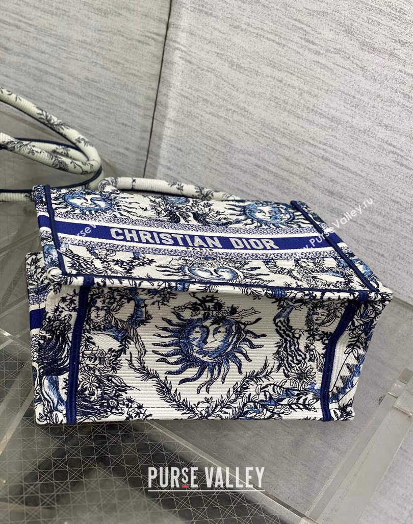 Dior Small Book Tote Bag Bag in Toile de Jouy Soleil Embroidery White/Blue 2024 (BF-240415088)