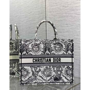 Dior Large Book Tote Bag Bag in Toile de Jouy Soleil Embroidery White/Black 2024 (XXG-240415089)