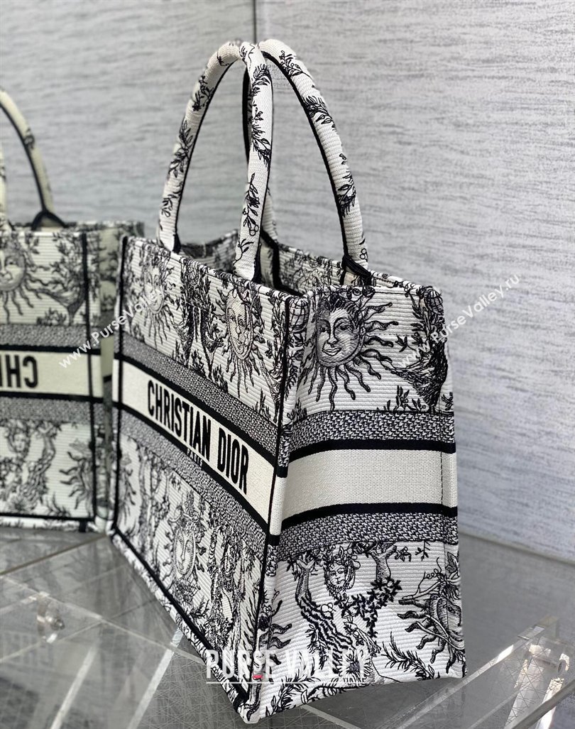 Dior Medium Book Tote Bag Bag in Toile de Jouy Soleil Embroidery White/Black 2024 (BF-240415090)