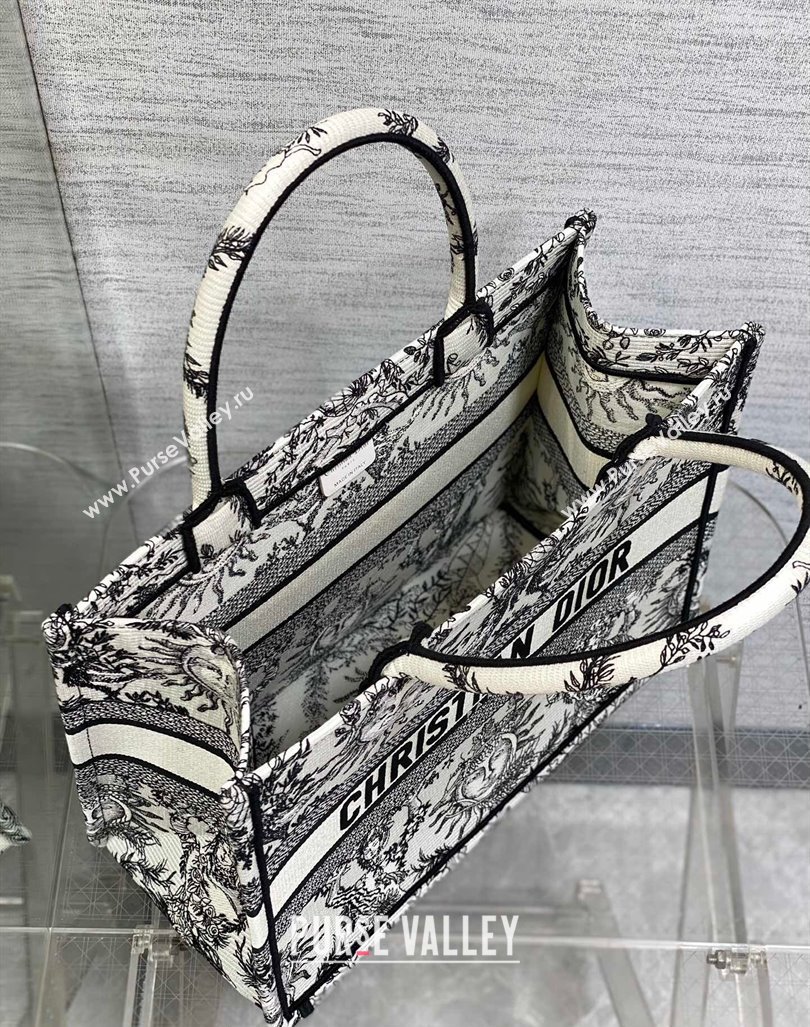 Dior Medium Book Tote Bag Bag in Toile de Jouy Soleil Embroidery White/Black 2024 (BF-240415090)