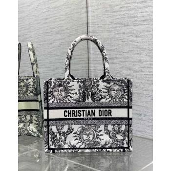 Dior Small Book Tote Bag Bag in Toile de Jouy Soleil Embroidery White/Black 2024 (BF-240415091)