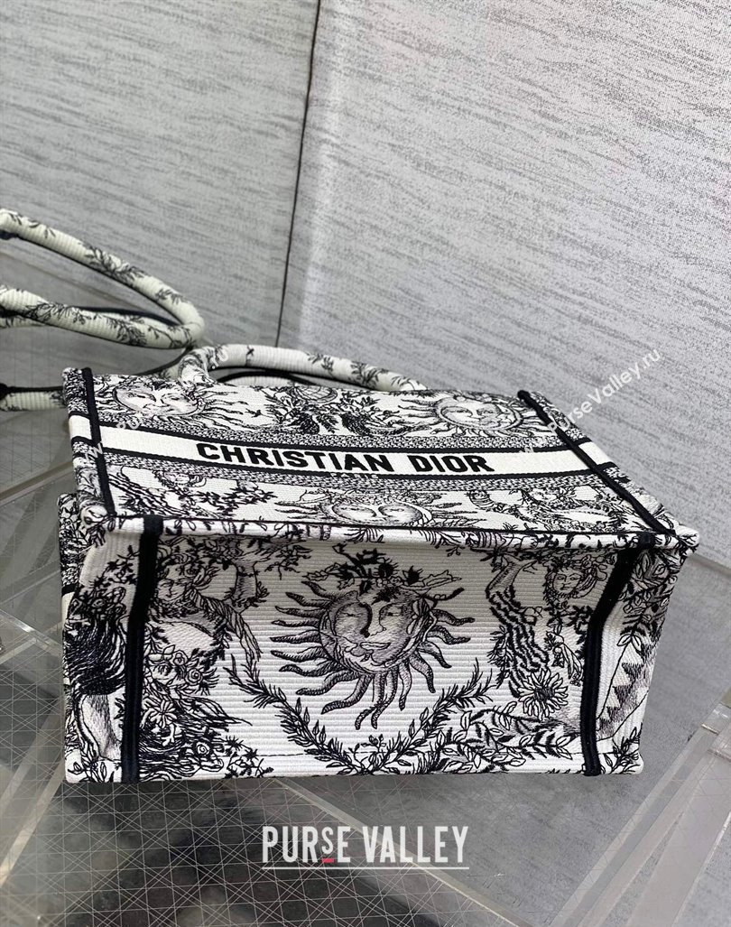 Dior Small Book Tote Bag Bag in Toile de Jouy Soleil Embroidery White/Black 2024 (BF-240415091)
