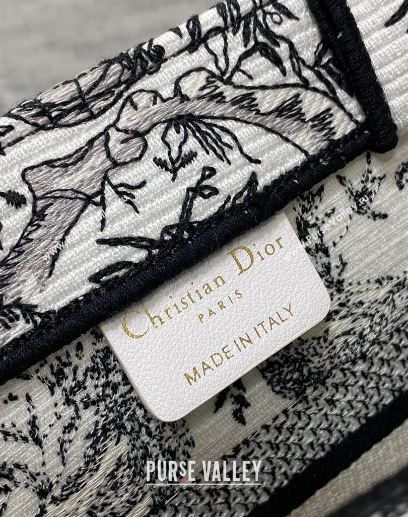 Dior Small Book Tote Bag Bag in Toile de Jouy Soleil Embroidery White/Black 2024 (BF-240415091)