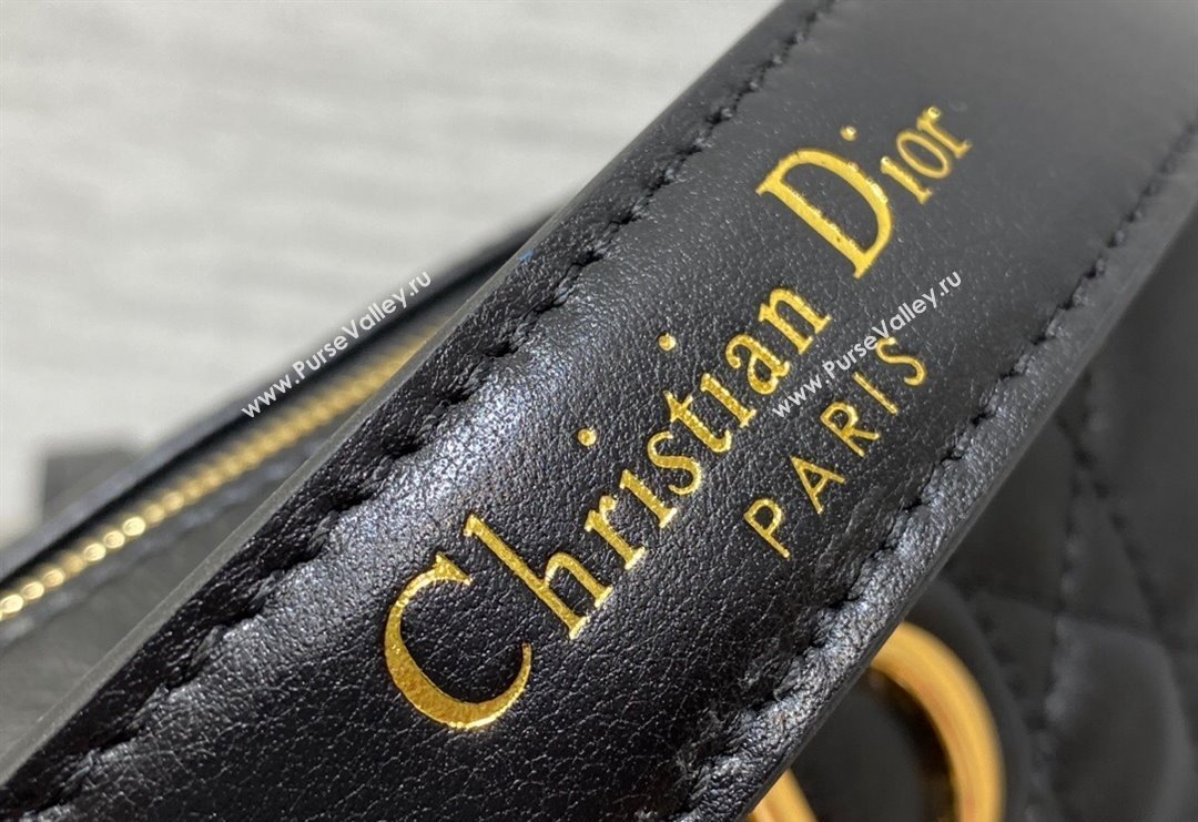 Dior Small Dior Caro Top Handle Camera Bag in Black Macrocannage Calfskin 2024 (XXG-240415108)