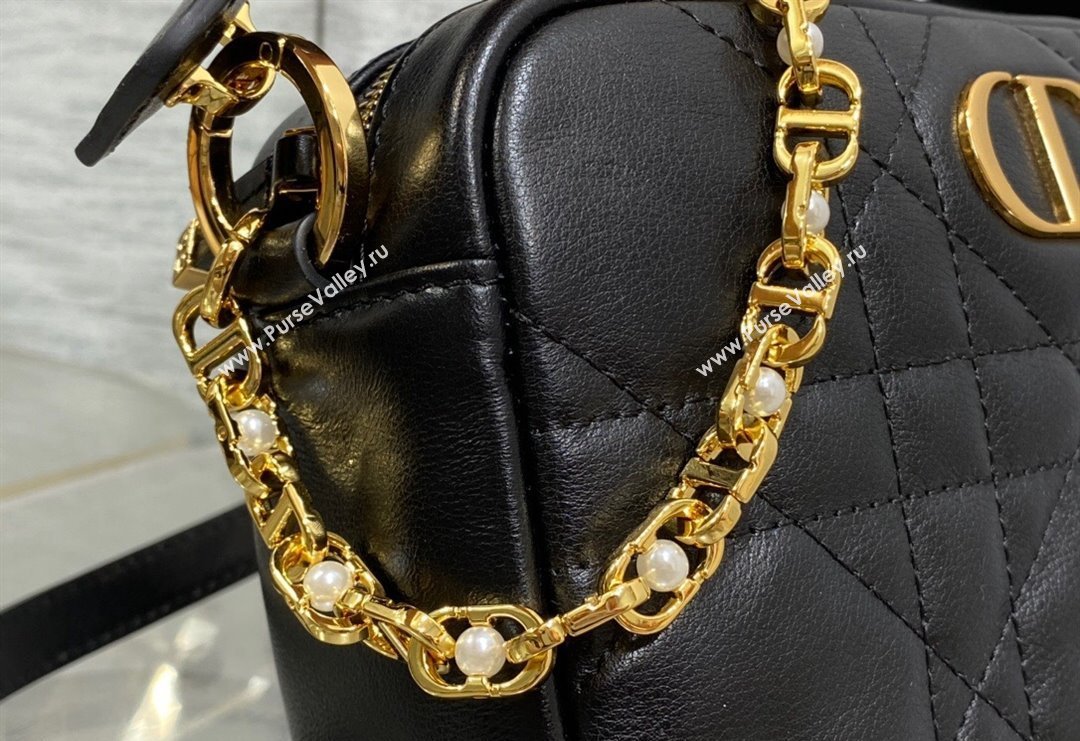 Dior Small Dior Caro Top Handle Camera Bag in Black Macrocannage Calfskin 2024 (XXG-240415108)