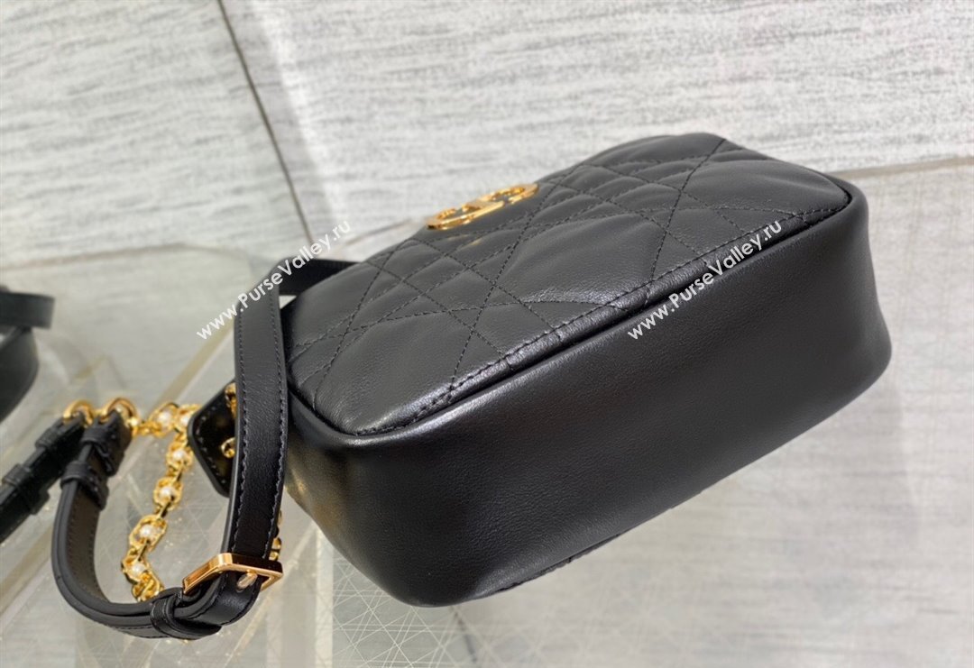 Dior Small Dior Caro Top Handle Camera Bag in Black Macrocannage Calfskin 2024 (XXG-240415108)