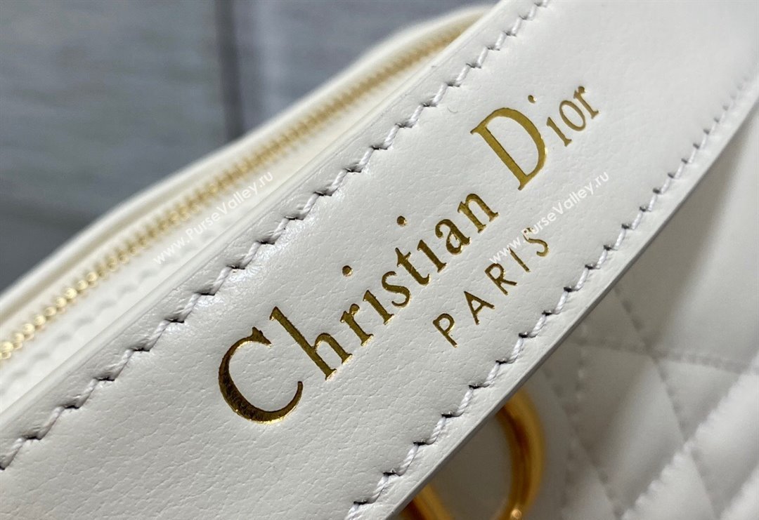 Dior Small Dior Caro Top Handle Camera Bag in White Macrocannage Calfskin 2024 (XXG-240415109)