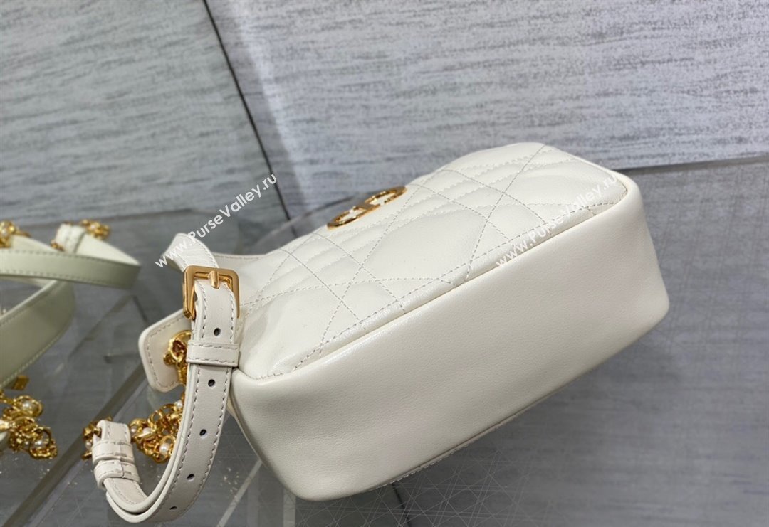 Dior Small Dior Caro Top Handle Camera Bag in White Macrocannage Calfskin 2024 (XXG-240415109)