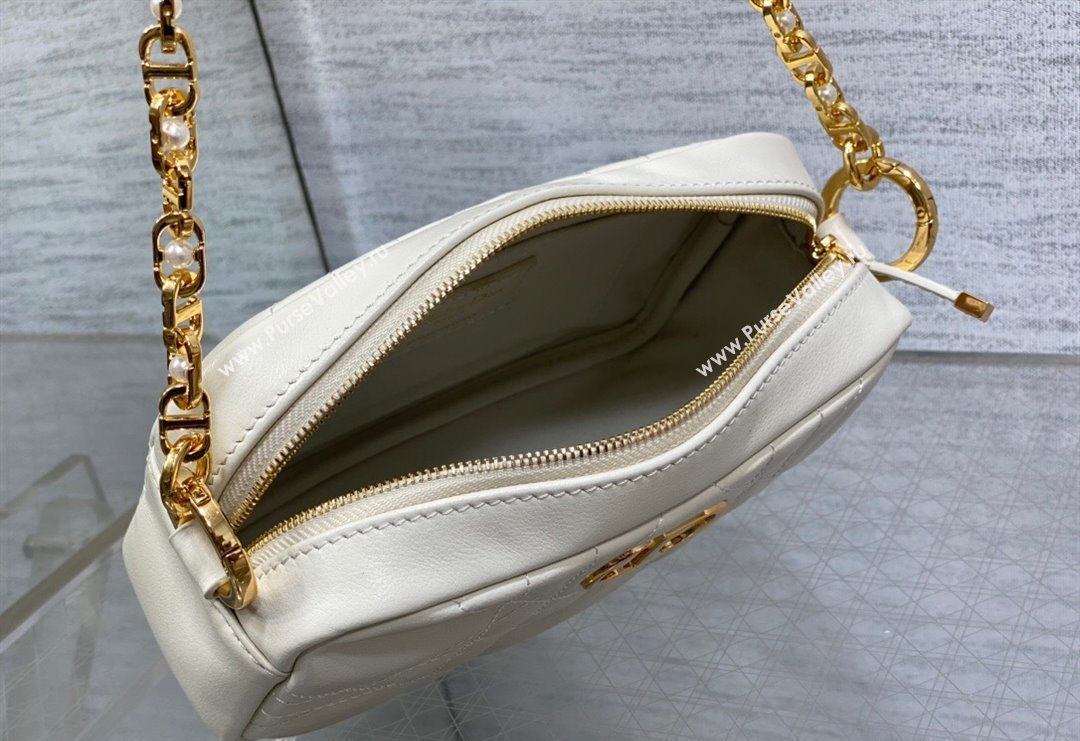 Dior Small Dior Caro Top Handle Camera Bag in White Macrocannage Calfskin 2024 (XXG-240415109)