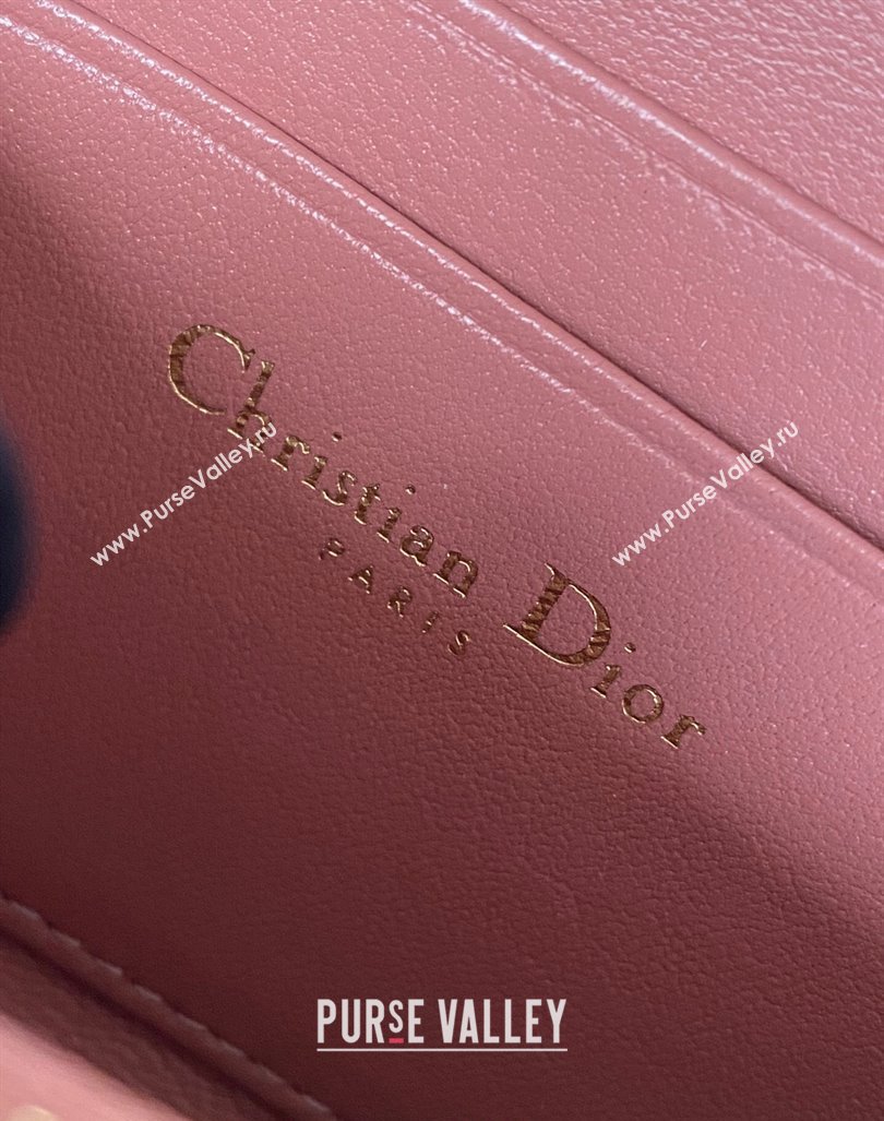 Dior Small Lady Dior Voyageur Coin Purse Wallet in Cannage Lambskin Pink2 2024 (XXG-240415110)