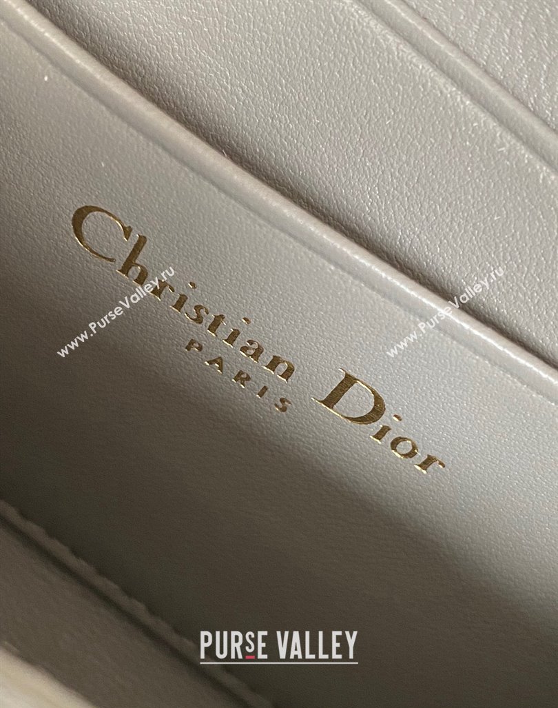 Dior Small Lady Dior Voyageur Coin Purse Wallet in Cannage Lambskin Grey 2024 (XXG-240415111)