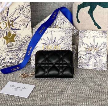 Dior Small Lady Dior Voyageur Coin Purse Wallet in Cannage Lambskin Black 2024 (XXG-240415114)