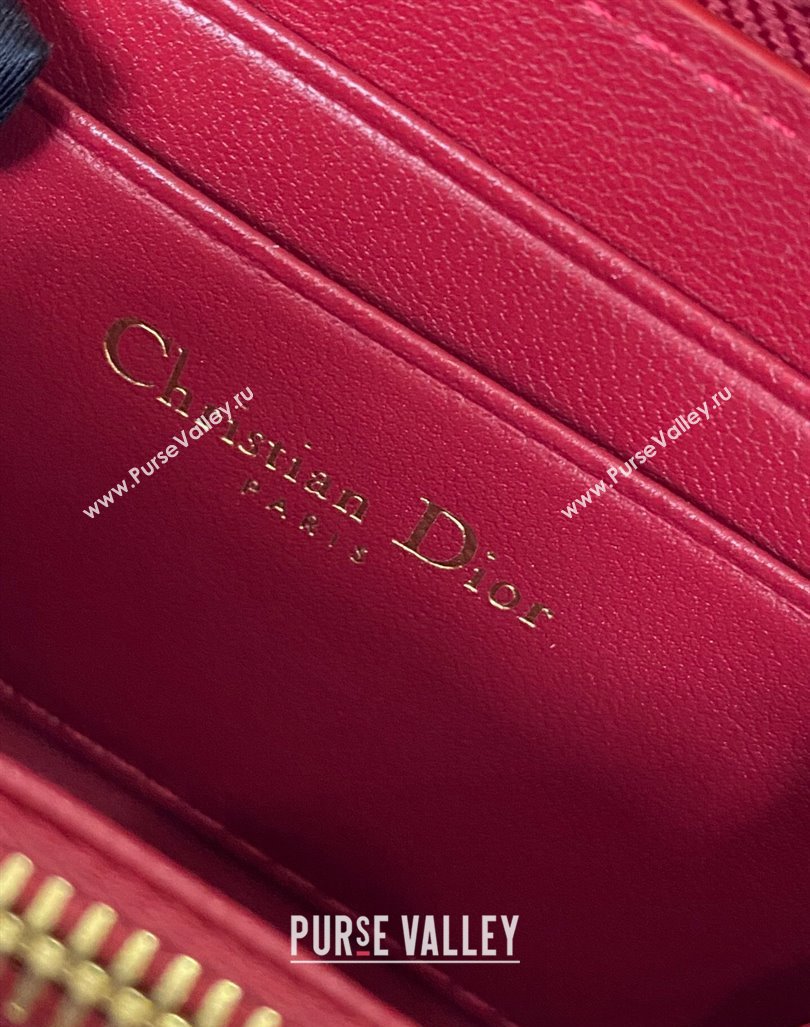 Dior Small Lady Dior Voyageur Coin Purse Wallet in Cannage Lambskin Red 2024 (XXG-240415115)