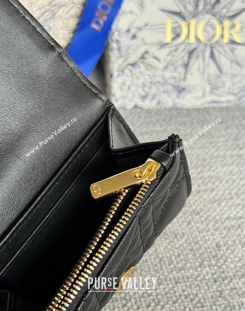 Dior Caro Glycine Card Pouch Wallet in Cannage Grained Calfskin Black 2024 0415 (XXG-240415119)