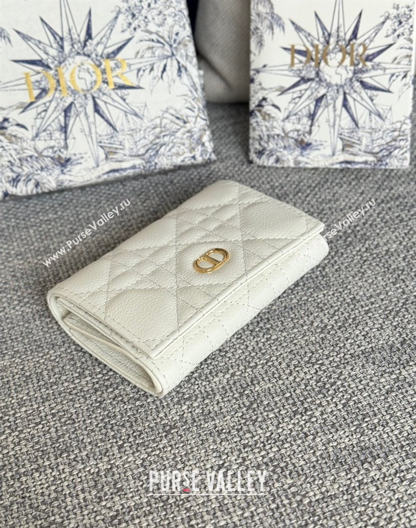 Dior Caro Glycine Card Pouch Wallet in Cannage Grained Calfskin White 2024 0415 (XXG-240415122)