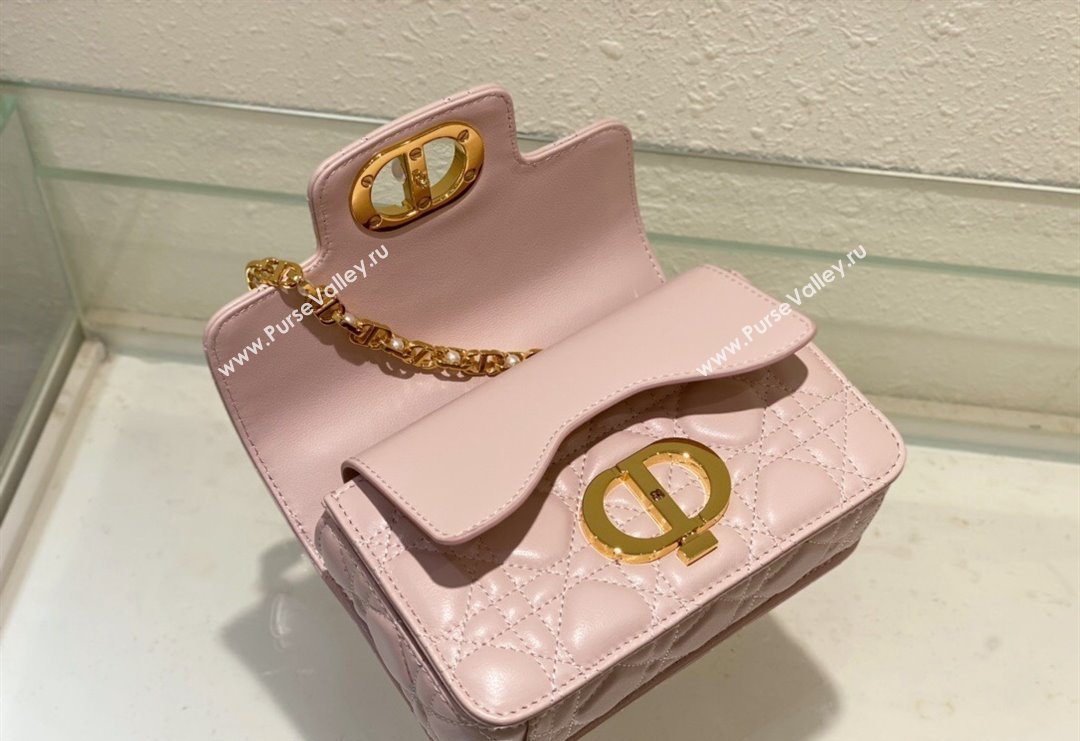 Dior Mini Jolie Top Handle Bag in Cannage Calfskin Pink 2024 (BF-240415054)
