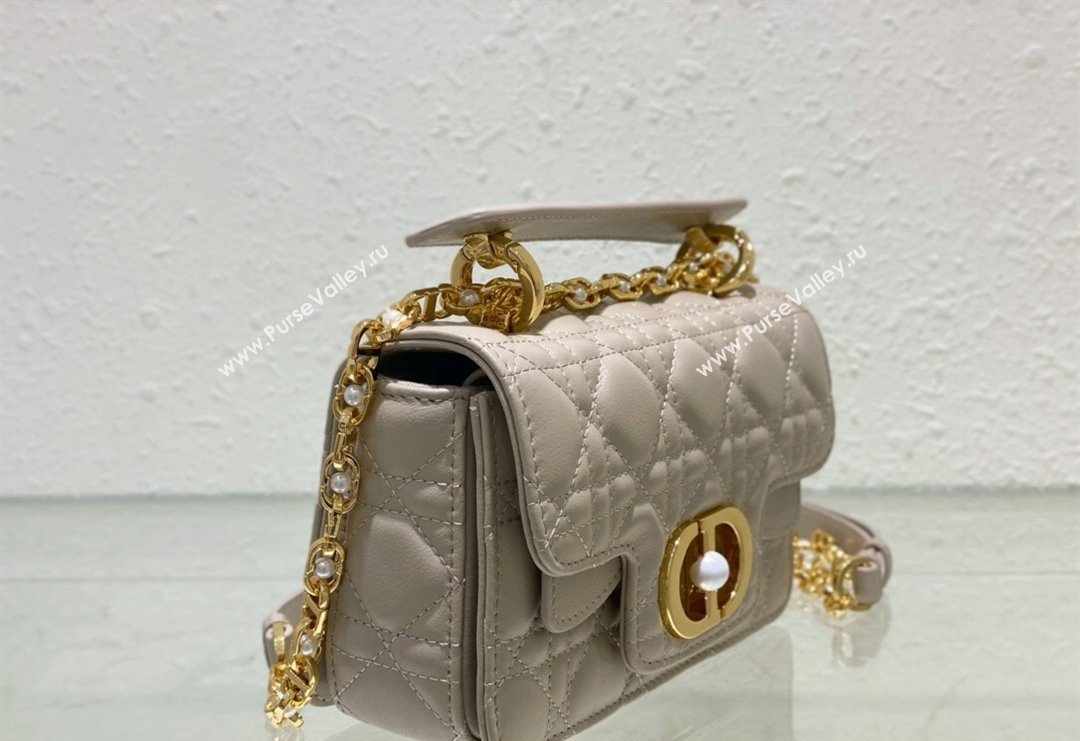 Dior Mini Jolie Top Handle Bag in Cannage Calfskin Grey 2024 (BF-240415055)