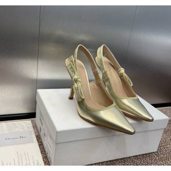 Dior JAdior Slingback Pumps 9.5cm in Gold-Tone Metallic Leather 2024 0506 (MD-240506055)