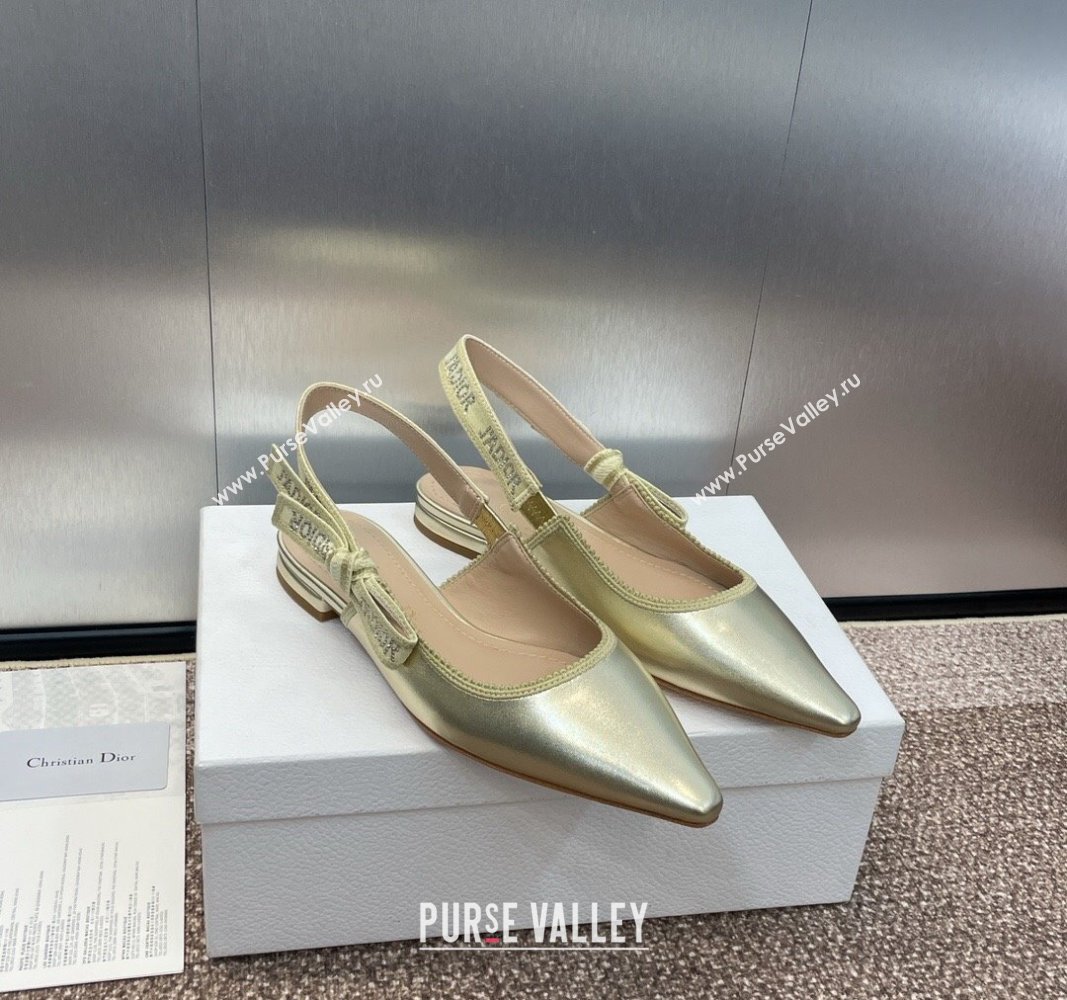 Dior JAdior Slingback Ballet Flat in Gold-Tone Metallic Leather 2024 0506 (MD-240506057)