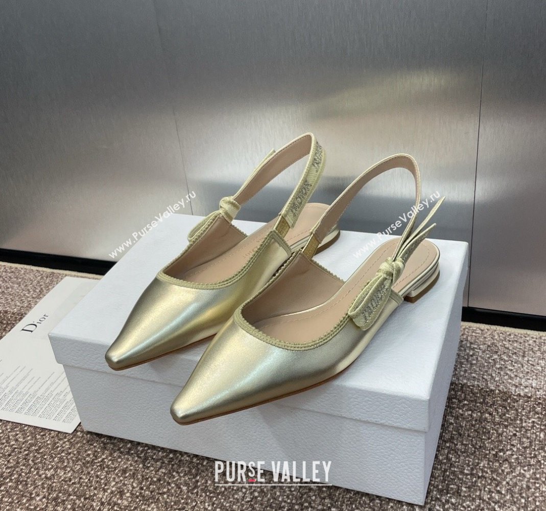 Dior JAdior Slingback Ballet Flat in Gold-Tone Metallic Leather 2024 0506 (MD-240506057)