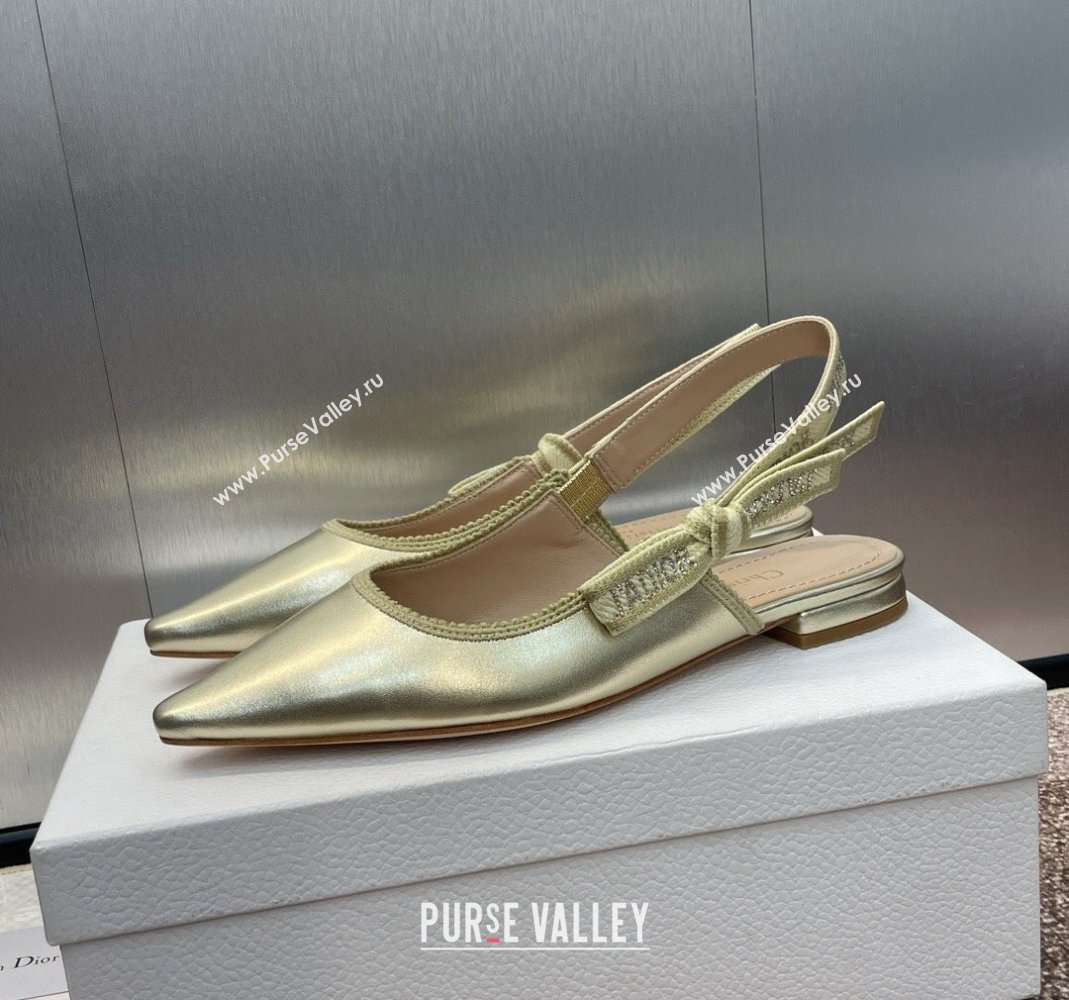 Dior JAdior Slingback Ballet Flat in Gold-Tone Metallic Leather 2024 0506 (MD-240506057)