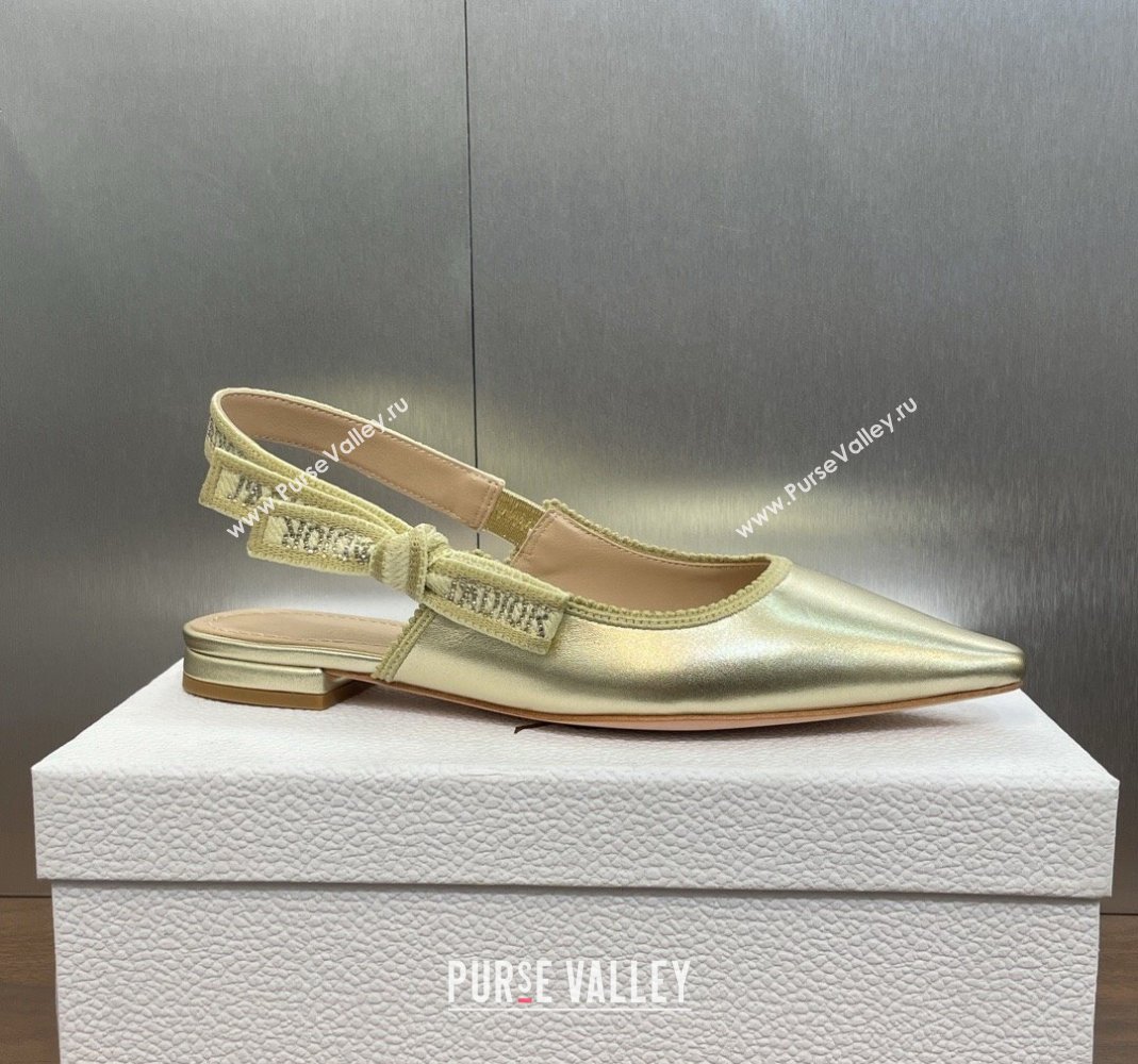 Dior JAdior Slingback Ballet Flat in Gold-Tone Metallic Leather 2024 0506 (MD-240506057)