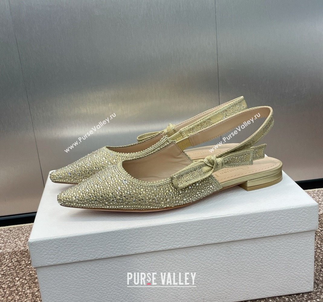 Dior JAdior Slingback Ballet Flat in Yellow Gold-Tone Cotton Embroidered with Metallic Thread and Strass 2024 (MD-240506063)