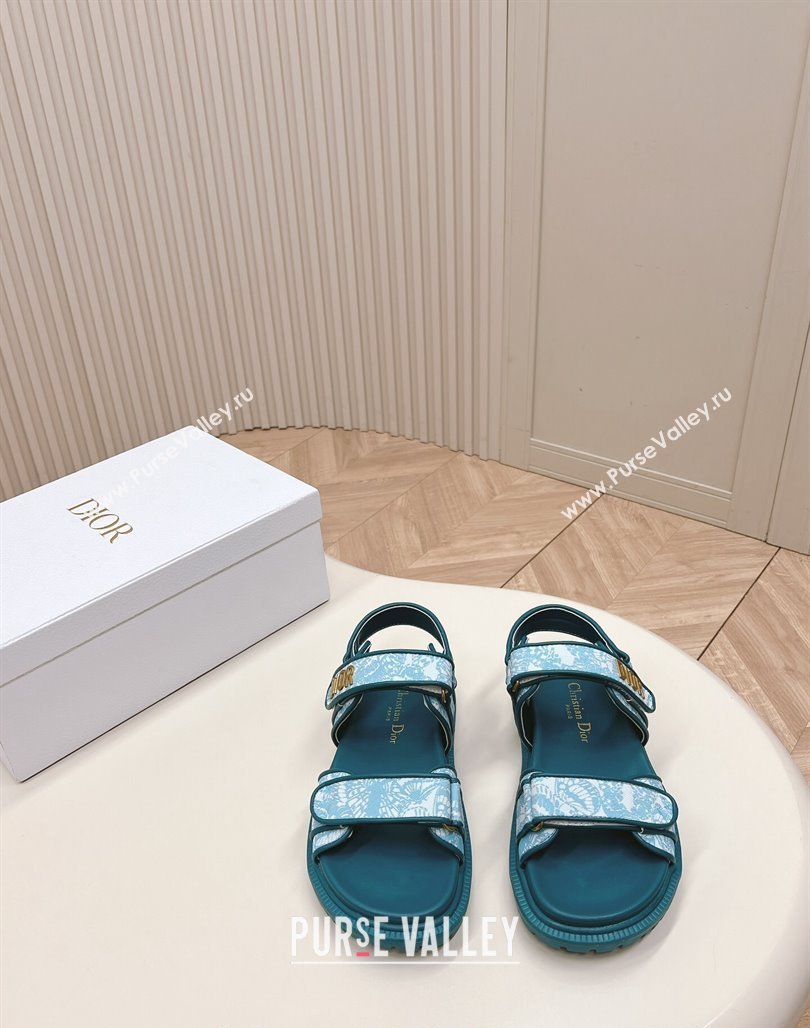 Dior Dioract Strap Sandals in Technical Fabric with Blue Allover Butterfly Print 202402 (MD-240506043)