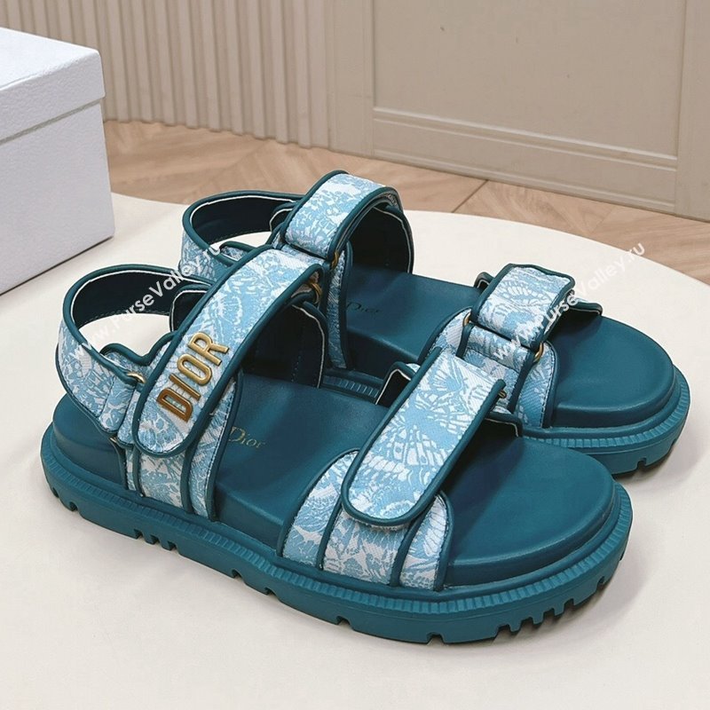 Dior Dioract Strap Sandals in Technical Fabric with Blue Allover Butterfly Print 202402 (MD-240506043)
