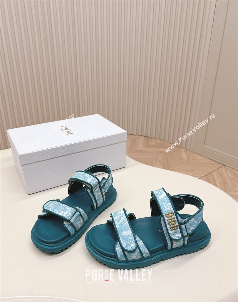 Dior Dioract Strap Sandals in Technical Fabric with Blue Allover Butterfly Print 202402 (MD-240506043)
