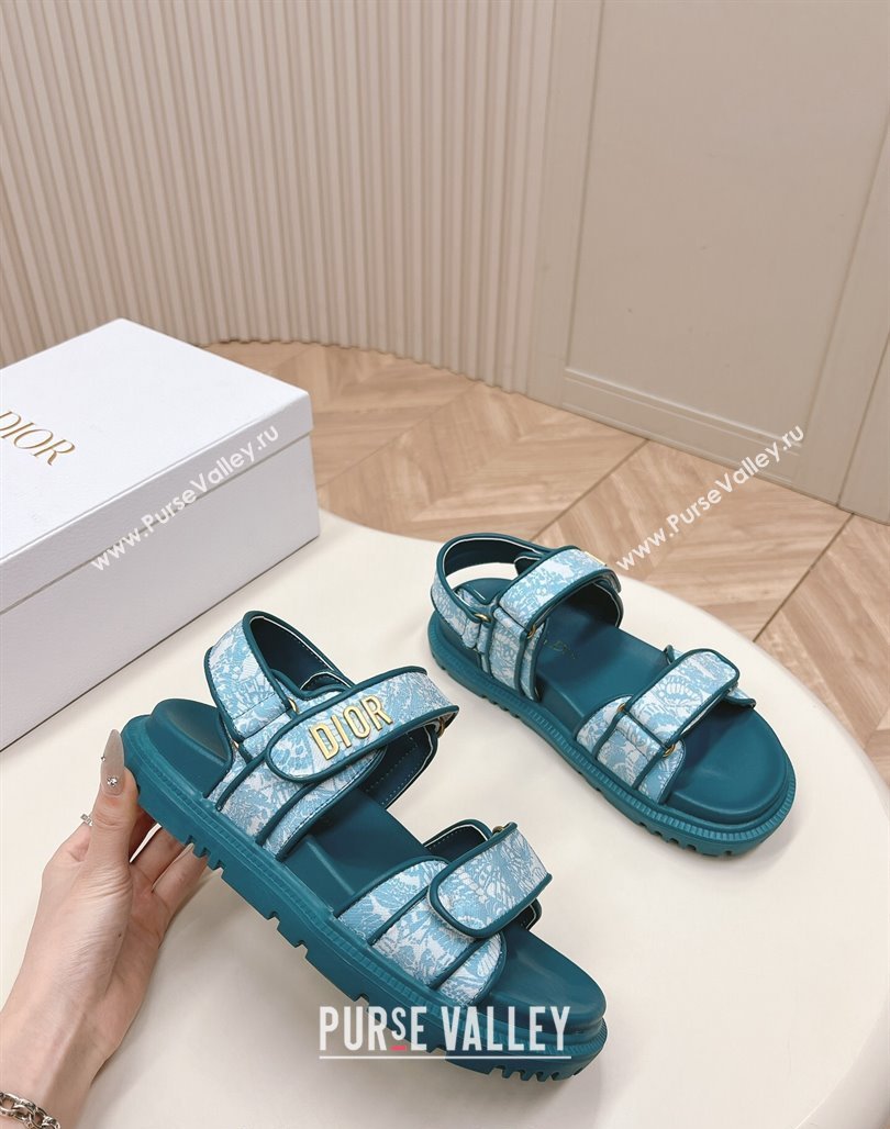 Dior Dioract Strap Sandals in Technical Fabric with Blue Allover Butterfly Print 202402 (MD-240506043)