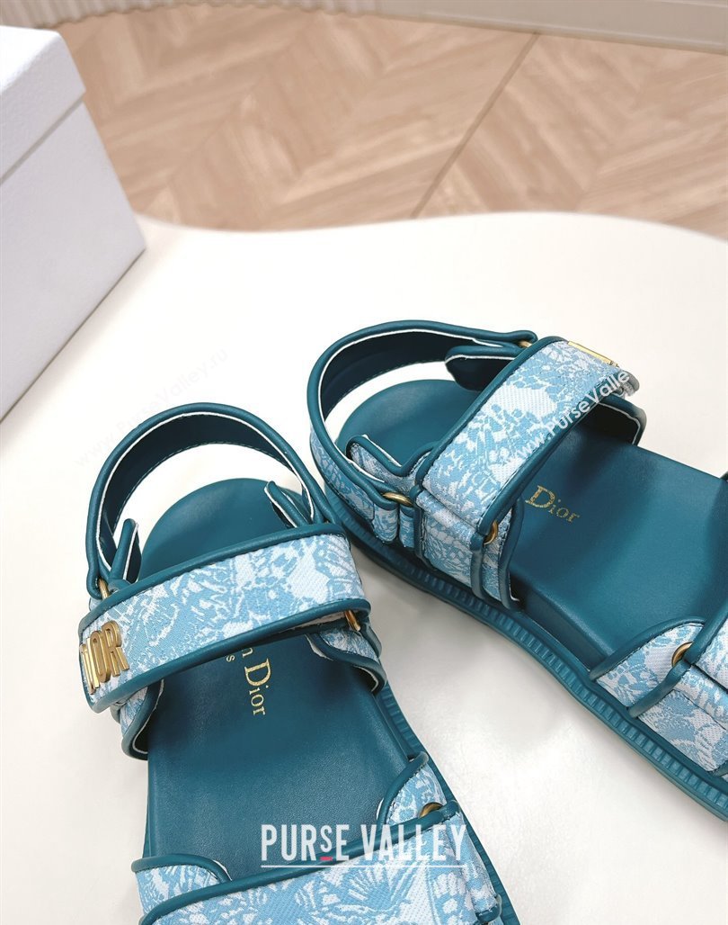 Dior Dioract Strap Sandals in Technical Fabric with Blue Allover Butterfly Print 202402 (MD-240506043)