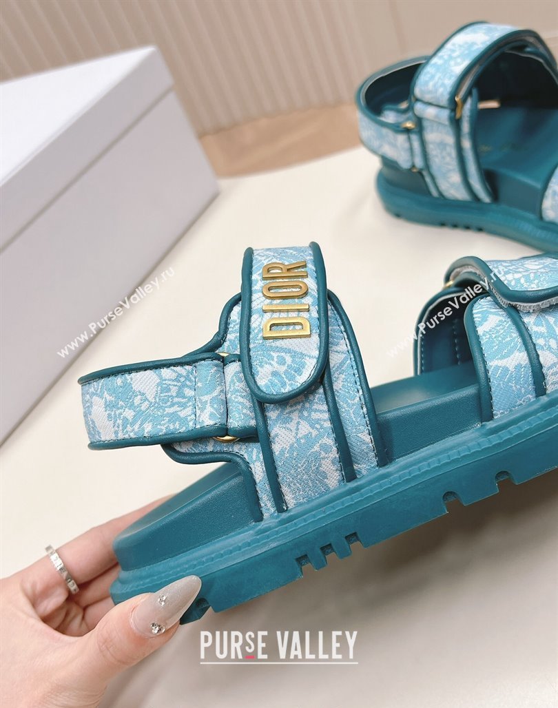 Dior Dioract Strap Sandals in Technical Fabric with Blue Allover Butterfly Print 202402 (MD-240506043)