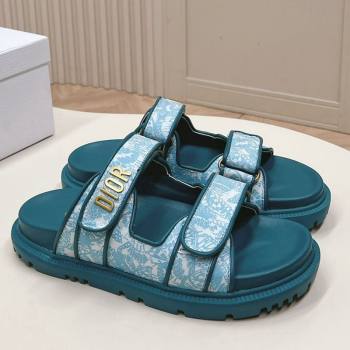 Dior Dioract Slide Sandals in Technical Fabric with Blue Allover Butterfly Print 2024 (MD-240506044)