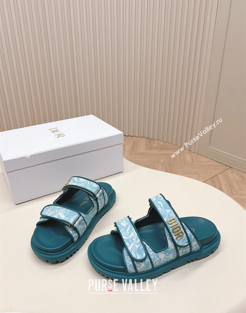 Dior Dioract Slide Sandals in Technical Fabric with Blue Allover Butterfly Print 2024 (MD-240506044)