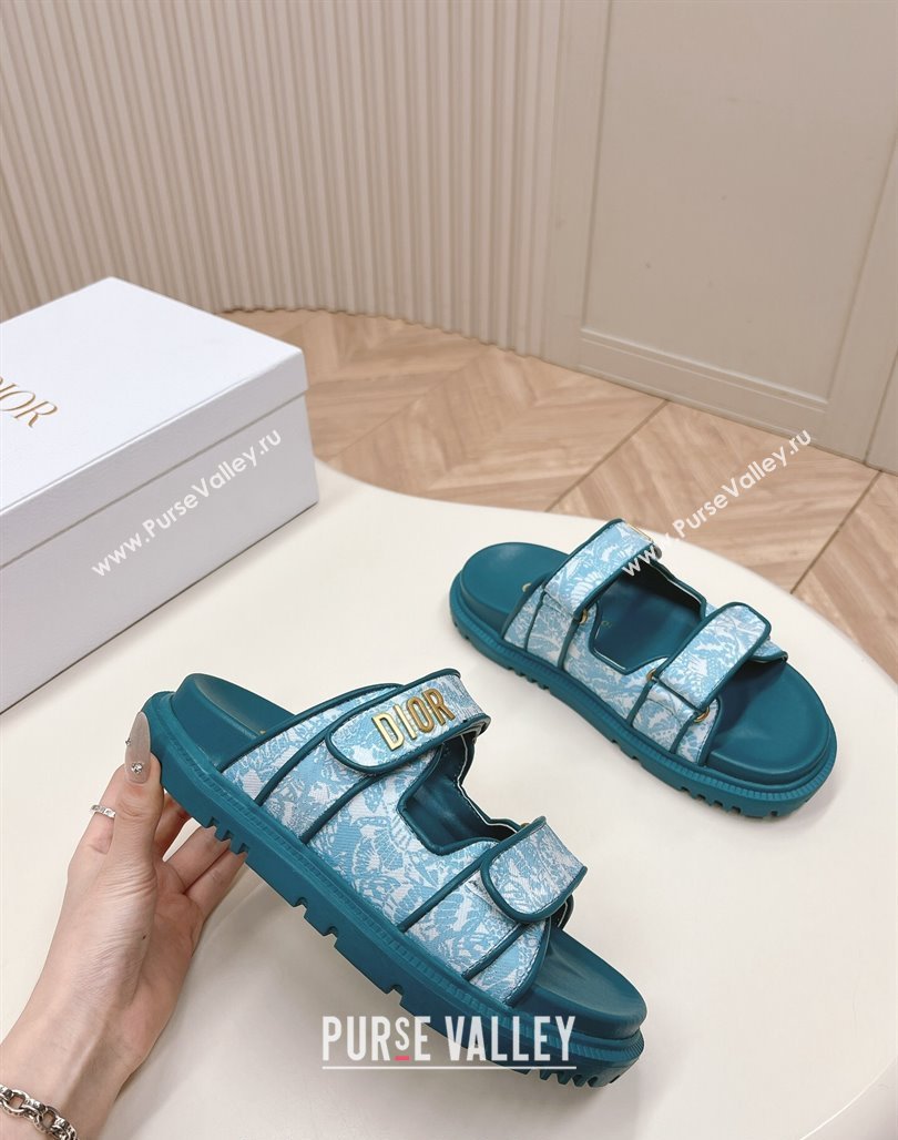 Dior Dioract Slide Sandals in Technical Fabric with Blue Allover Butterfly Print 2024 (MD-240506044)