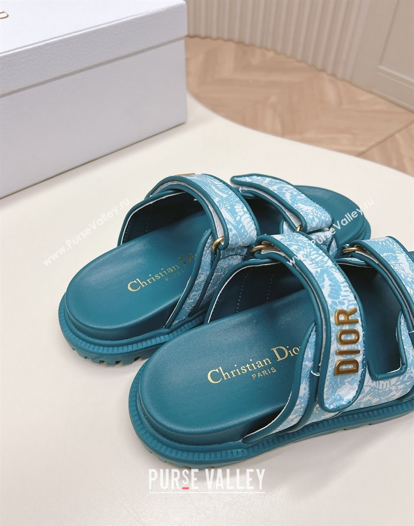 Dior Dioract Slide Sandals in Technical Fabric with Blue Allover Butterfly Print 2024 (MD-240506044)