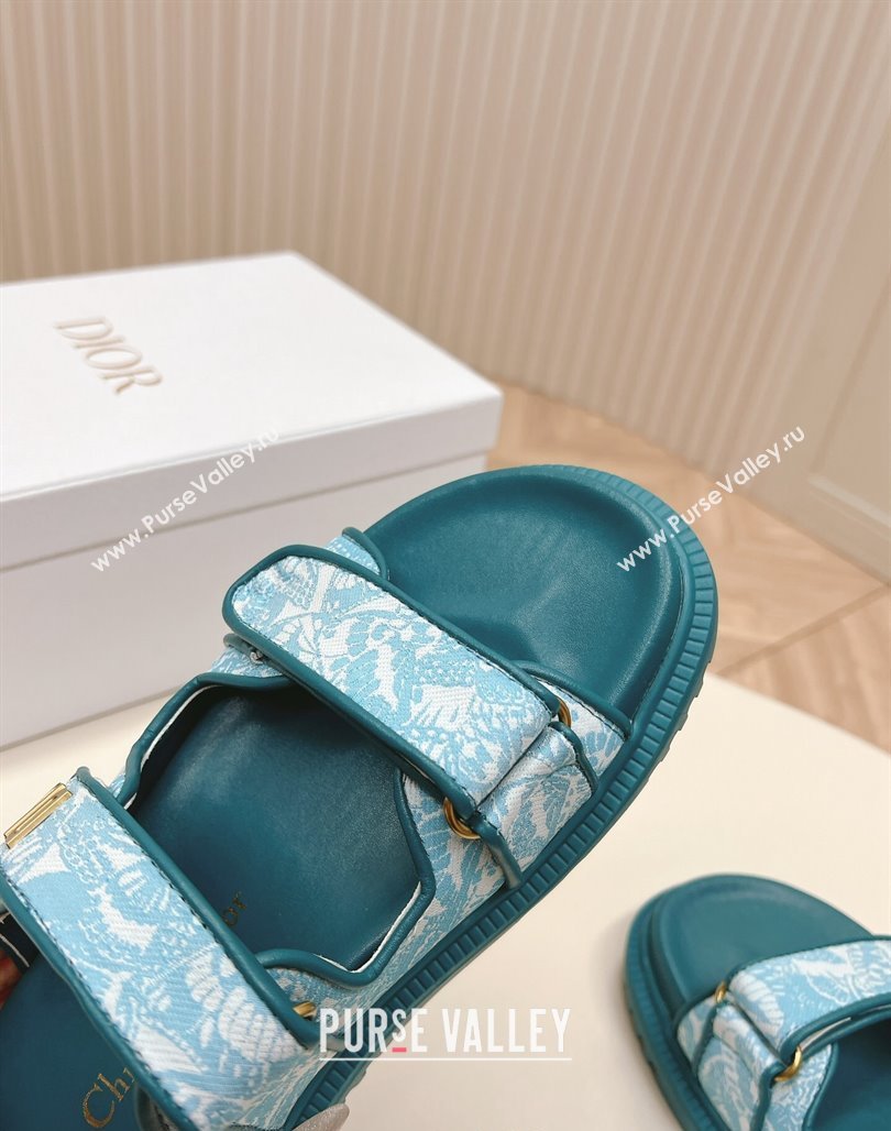 Dior Dioract Slide Sandals in Technical Fabric with Blue Allover Butterfly Print 2024 (MD-240506044)