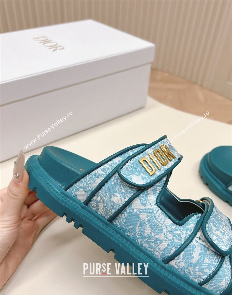 Dior Dioract Slide Sandals in Technical Fabric with Blue Allover Butterfly Print 2024 (MD-240506044)