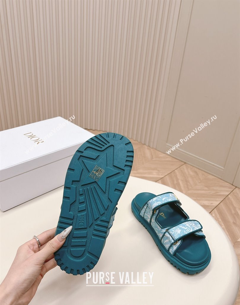 Dior Dioract Slide Sandals in Technical Fabric with Blue Allover Butterfly Print 2024 (MD-240506044)