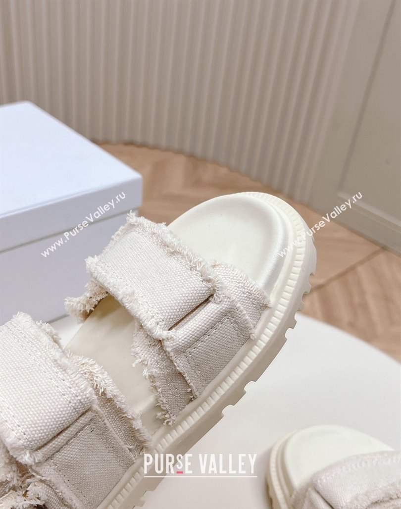 Dior Dioract Strap Sandals in Fringed Cotton Canvas White 2024 (MD-240506049)