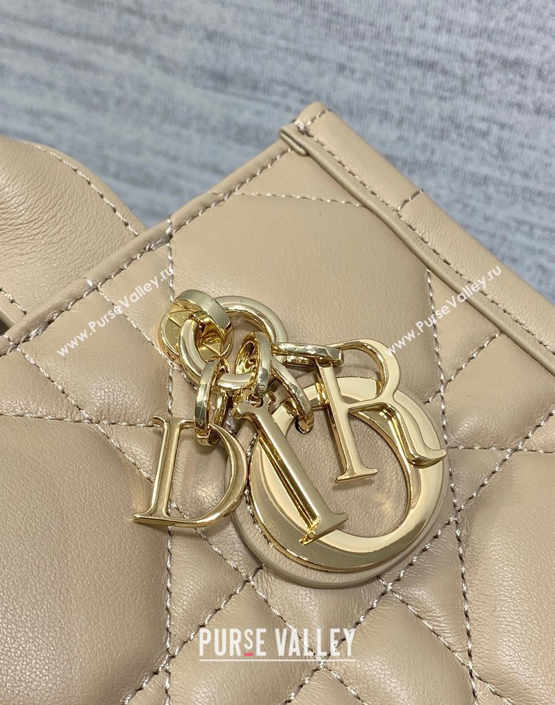 Dior Mini Book Tote Bag in Macrocannage Calfskin with Strap Beige 2024 (XXG-240523011)