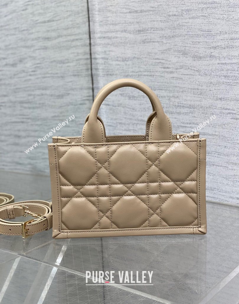 Dior Mini Book Tote Bag in Macrocannage Calfskin with Strap Beige 2024 (XXG-240523011)