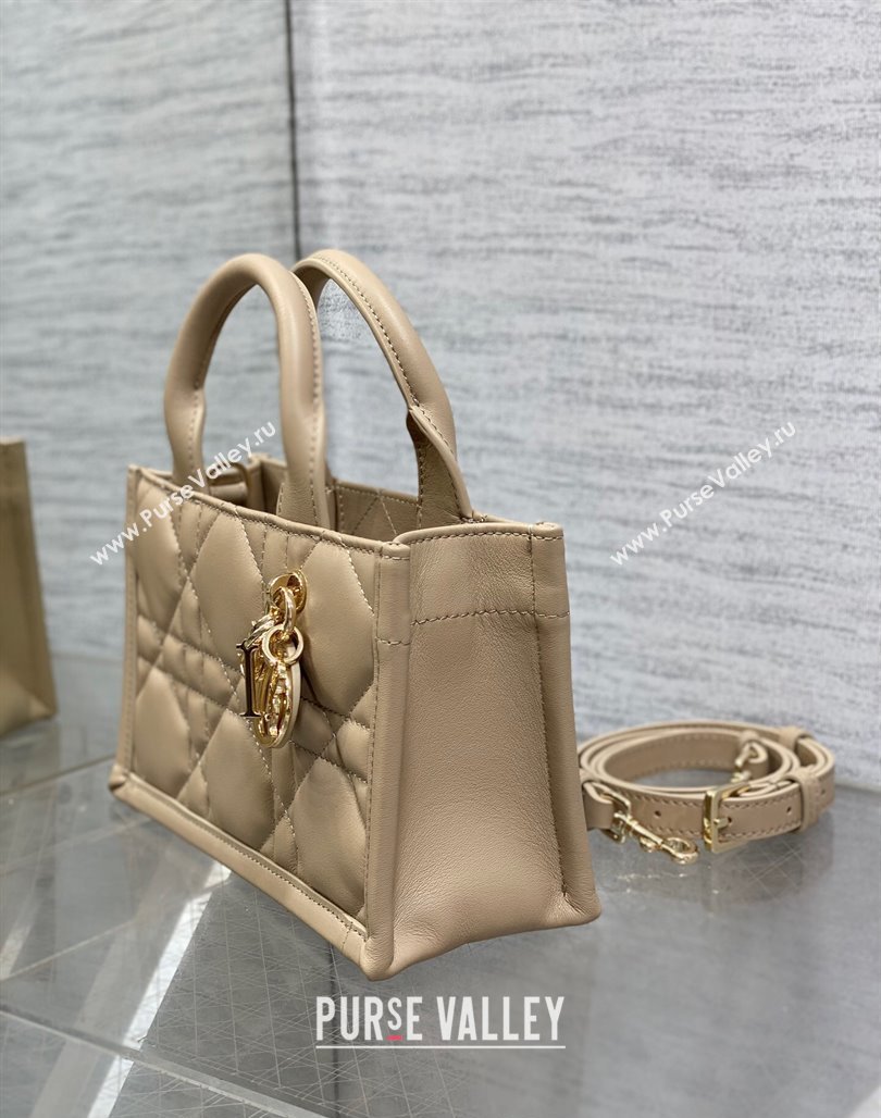 Dior Mini Book Tote Bag in Macrocannage Calfskin with Strap Beige 2024 (XXG-240523011)